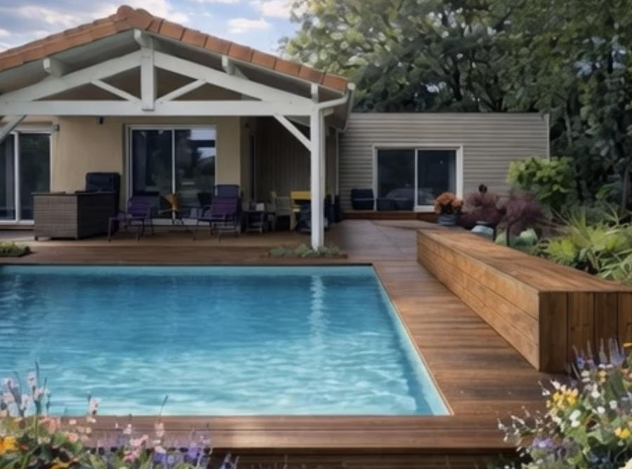 Extension bois et transformation complète d’une maison avec piscine